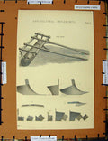 Original Old Antique Print C1800-1870 Agricultural Implements Roller 19th