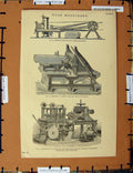 Original Old Antique Print C1800-1870 Wood Machinery Bernier Arbey 19th Century