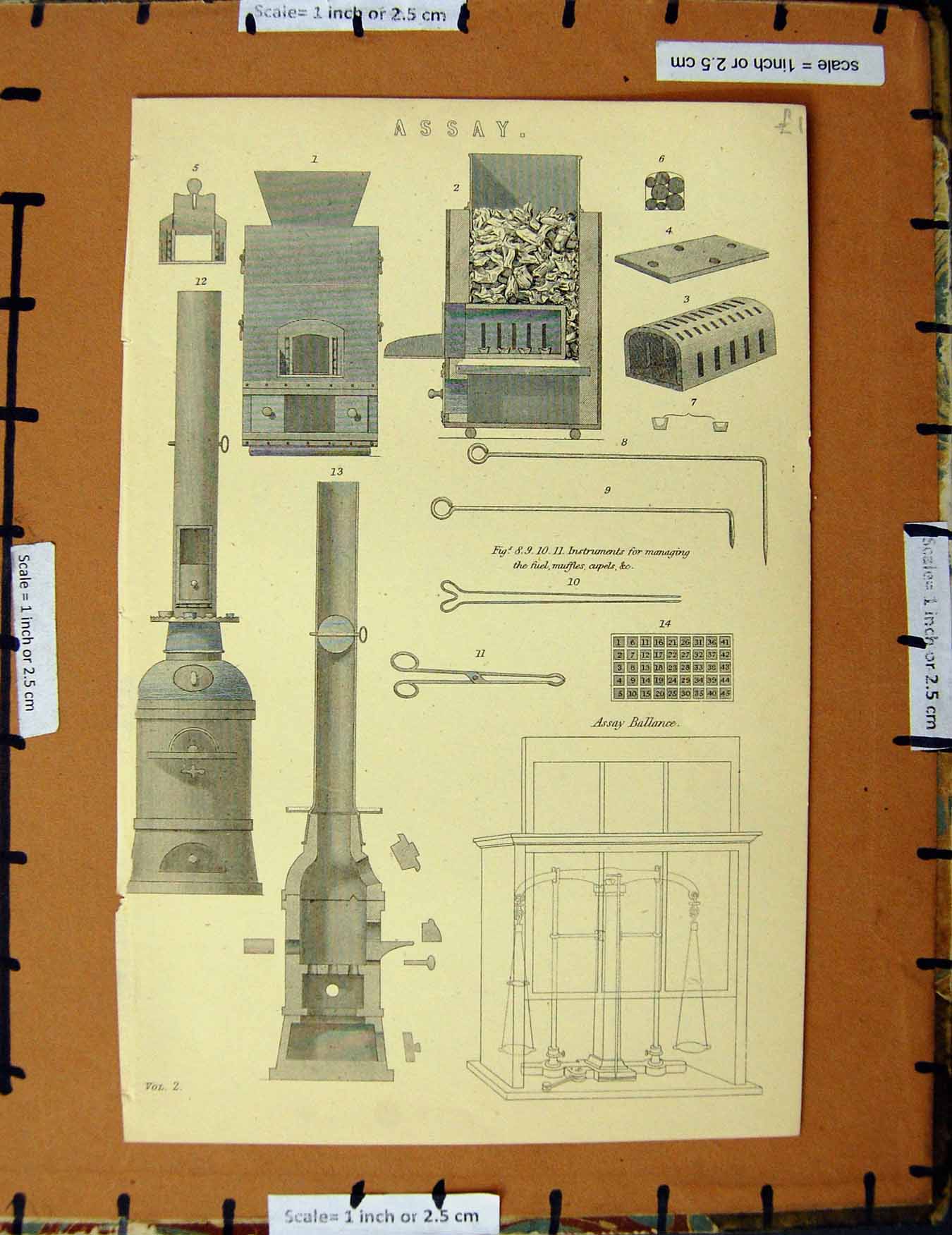 Original Old Antique Print C1800-1870 Assay Balance Instruments Napoleonic Era