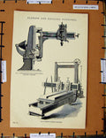 Original Old Antique Print C1800-1870 Planing Drilling Machines Muir 19th