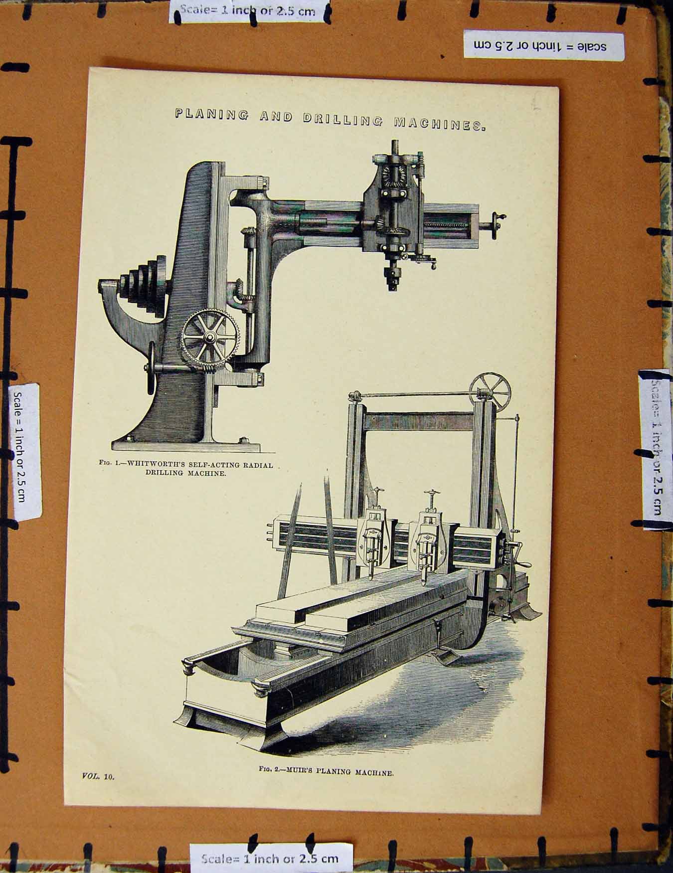 Original Old Antique Print C1800-1870 Planing Drilling Machines Muir 19th