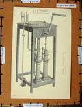 Original Old Antique Print C1800-1870 Air Pumps Cuthbertson Machine 19th