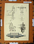 Original Old Antique Print C1800-1870 Brake Machinery Instruments 19th Century