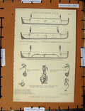 Original Old Antique Print C1800-1870 Hill Clark Boat Lowering Apparatus 19th