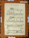 Original Old Antique Print C1800-1870 Cotton Spinning Machinery Napoleonic Era