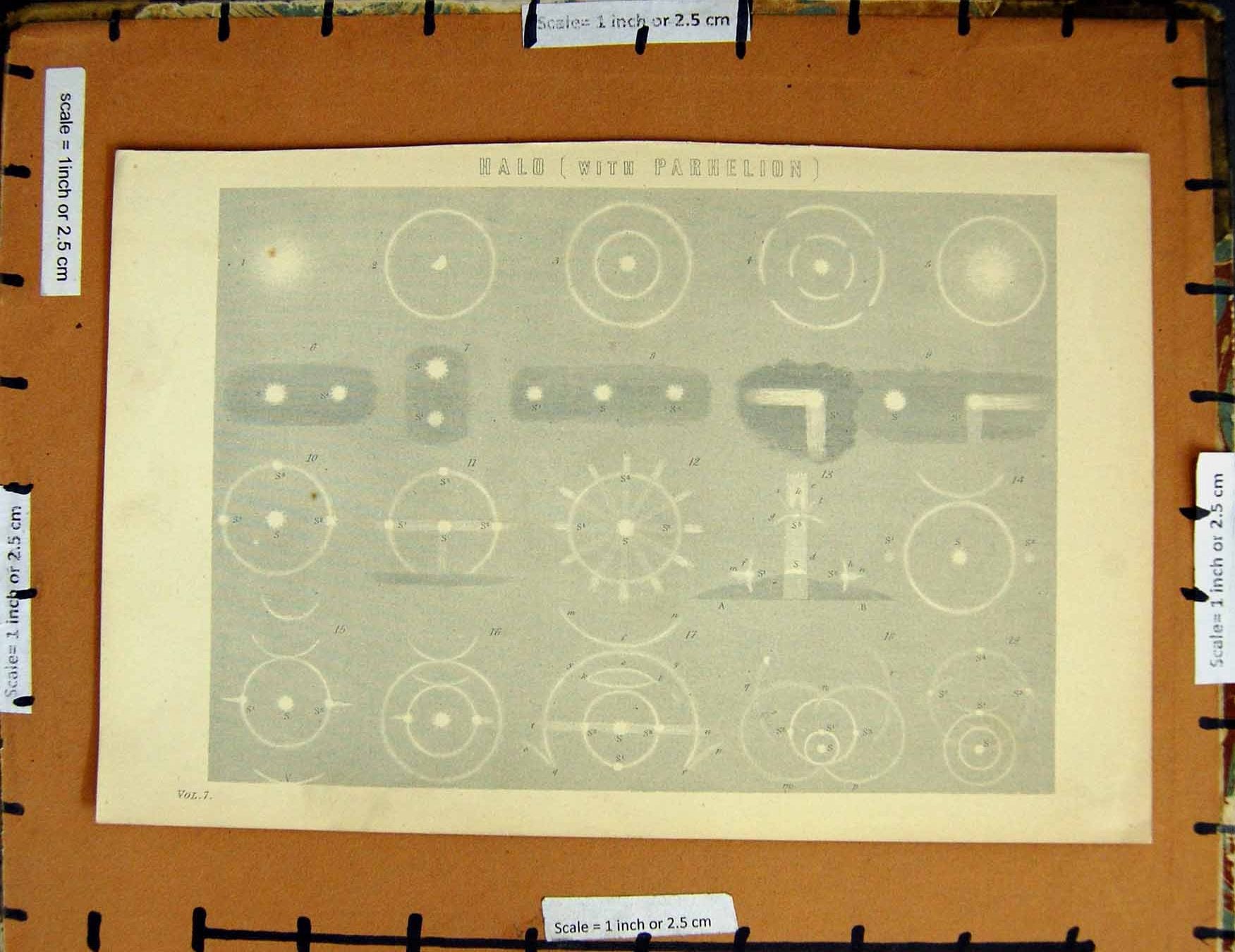 Original Old Antique Print C1800-1870 Halo Parhelion Diagrams Napoleonic Era