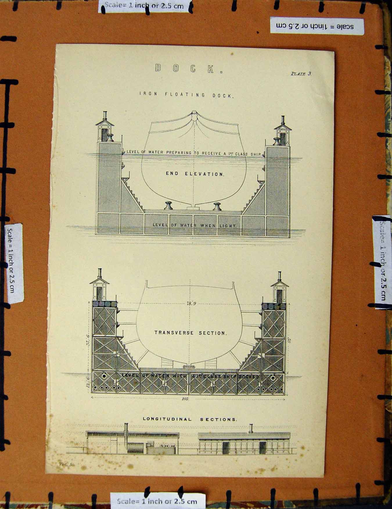 Original Old Antique Print C1800-1870 Barrow Depositing Dock Ships 19th Century