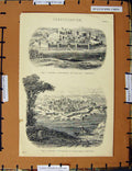 Original Old Antique Print C1800-1870 Bastioned Ancient Fortress 19th Century