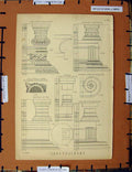 Original Old Antique Print C1800-1870 Architecture Diagrams Temple 19th Century