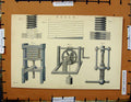 Original Old Antique Print C1800-1870 Screw Machinery Diagrams Napoleonic Era
