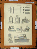 Original Old Antique Print C1800-1870 Telegraph Instruments Ing Napoleonic Era