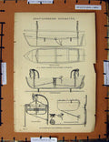 Original Old Antique Print C1800-1870 Boat Lowering Apparatus Clifford 19th