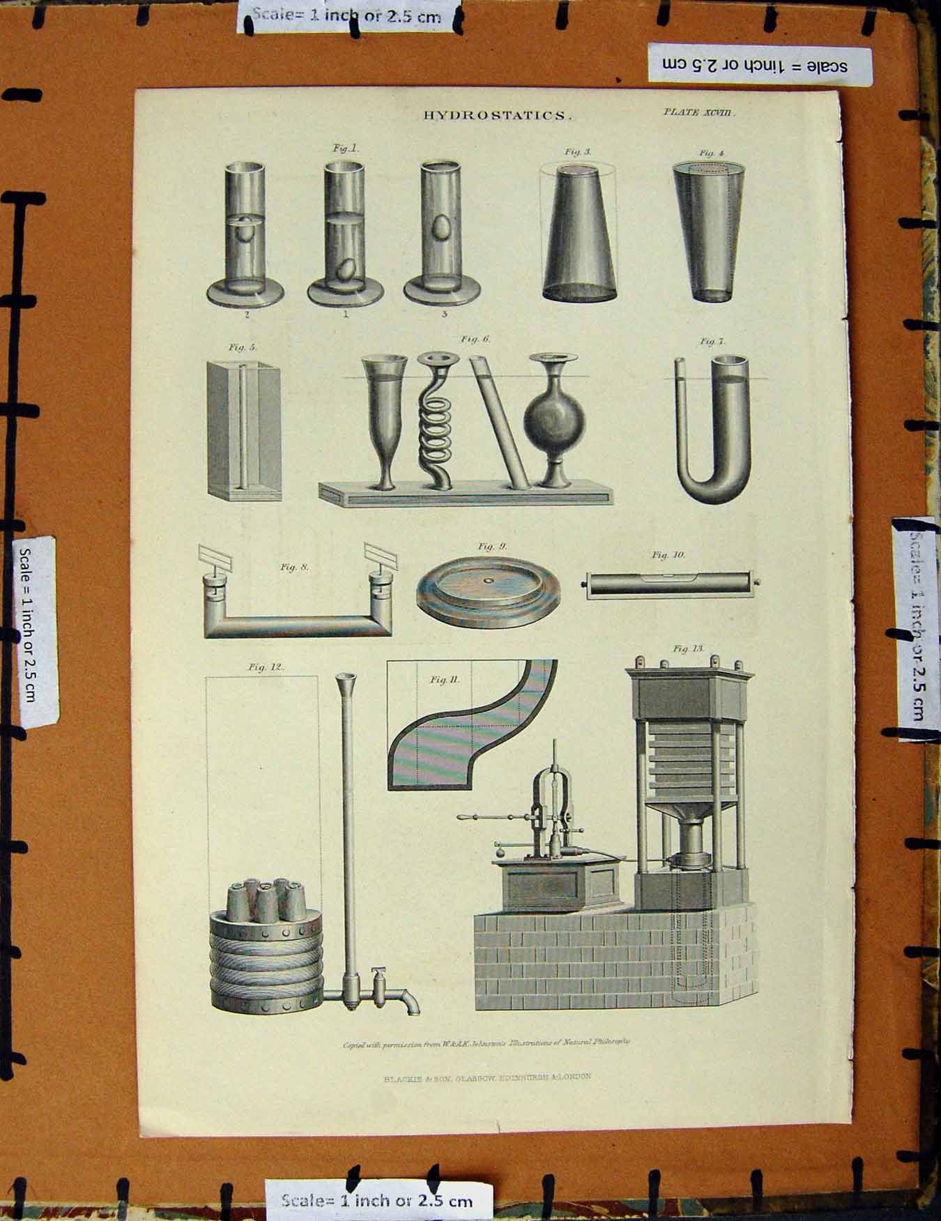 Original Old Antique Print C1800-1870 Hydrostatics Instruments Napoleonic Era