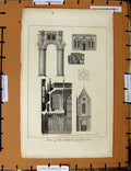 Original Old Antique Print C1800-1870 Parts Cathedral Gloucester 19th Century