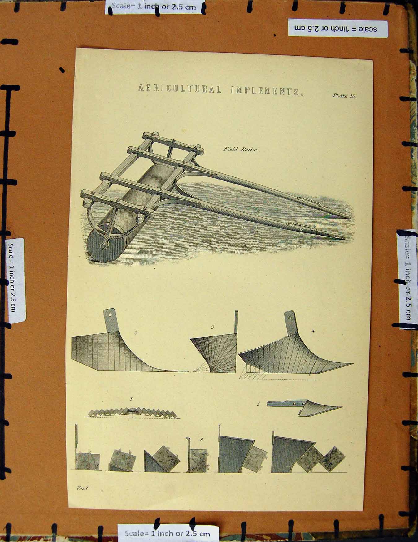 Original Old Antique Print Ref.236 C1800-1870 Agricultural Implements Farm