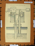 Original Old Antique Print C1800-1870 Boiler Feed Apparatus Machine 19th