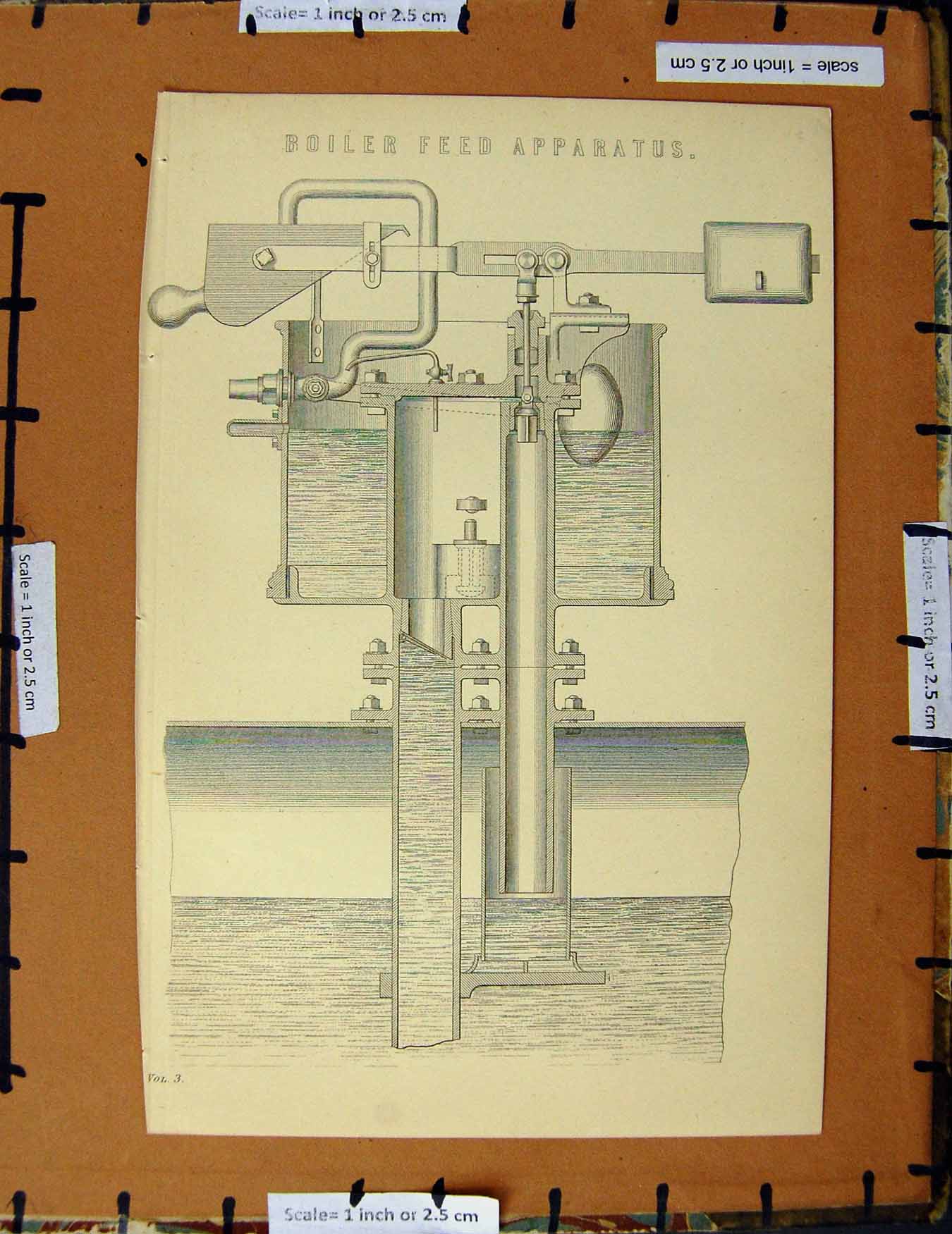 Original Old Antique Print C1800-1870 Boiler Feed Apparatus Machine 19th
