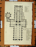 Original Old Antique Print C1800-1870 Plan York Cathedral Monuments 19th