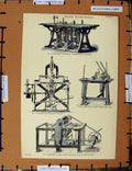 Original Old Antique Print C1800-1870 Wood Machinery Bernier Whine 19th Century