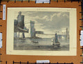 Original Old Antique Print C1800-1870 Conway Tubular Bridge Boats 19th Century