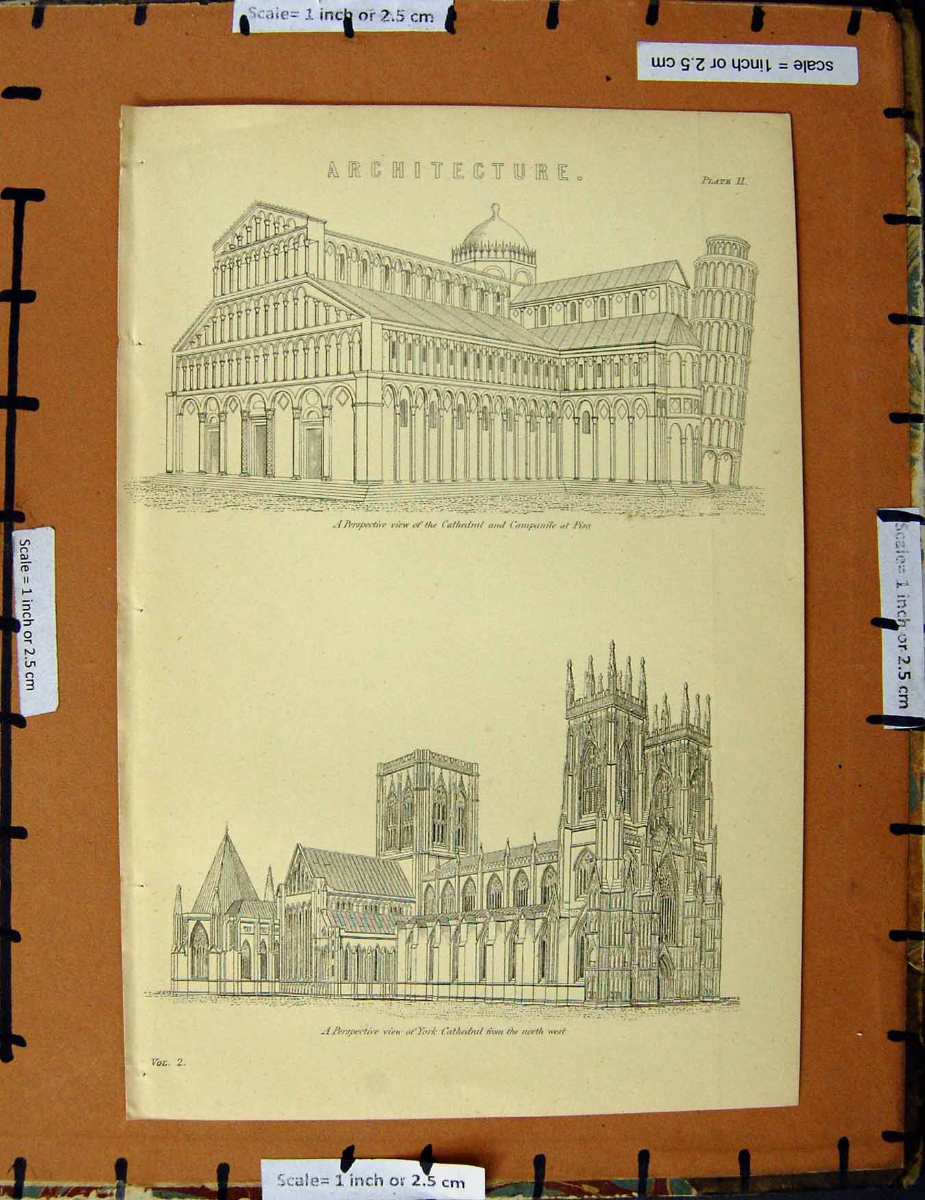 Original Old Antique Print C1800-1870 Architecture York Cathedral 19th Century