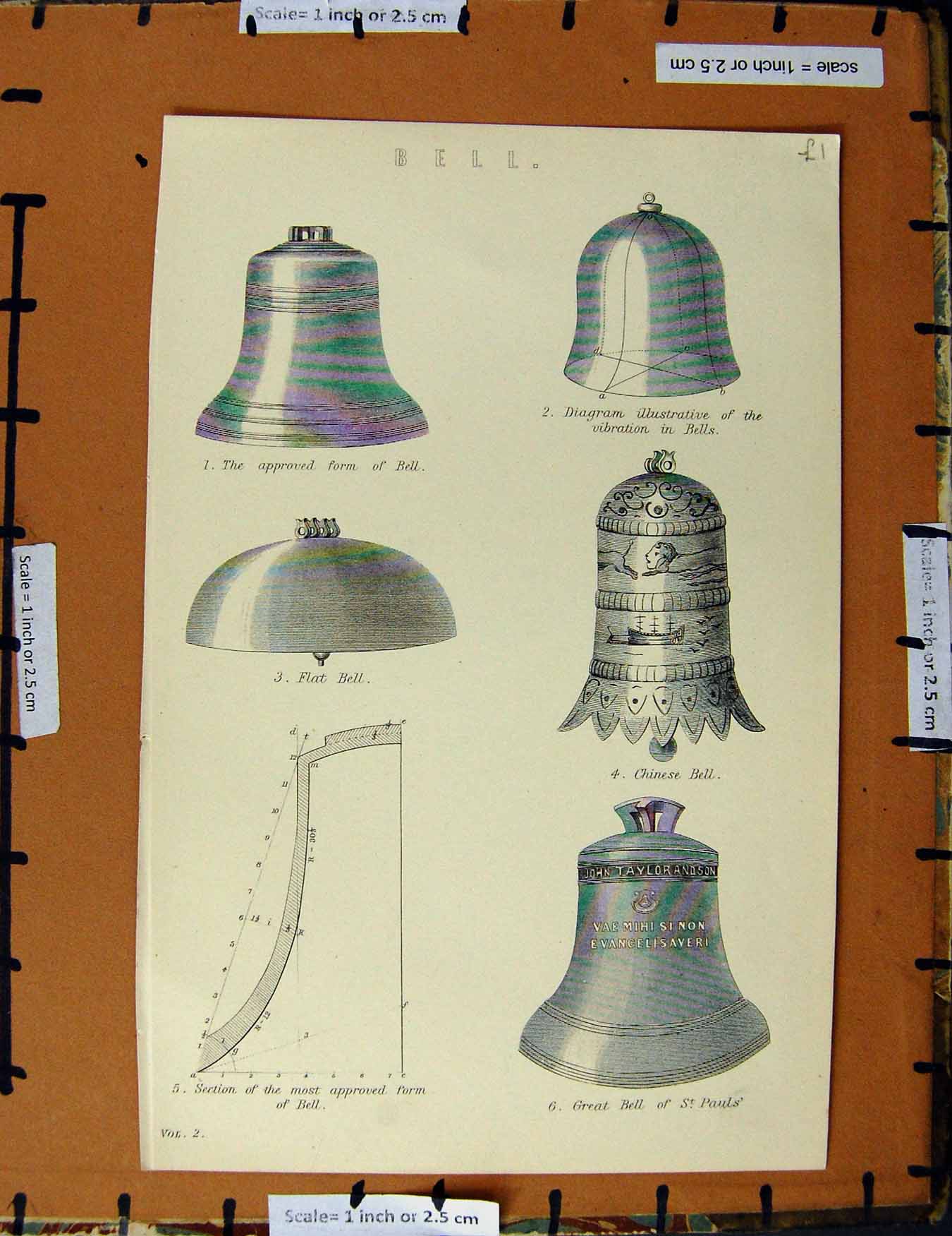 Original Old Antique Print C1800-1870 Bells Chinese St. Paul'S Flat 19th