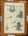 Original Old Antique Print C1800-1870 Electricity Instruments Napoleonic Era