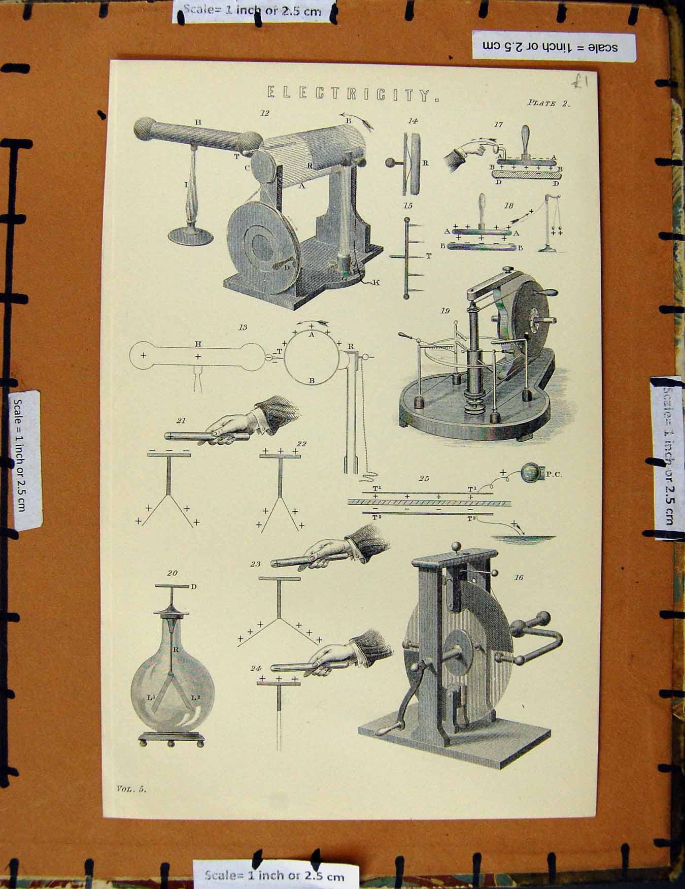 Original Old Antique Print C1800-1870 Electricity Instruments Napoleonic Era