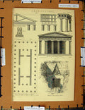 Original Old Antique Print C1800-1870 Architecture Athens Atreus 19th Century
