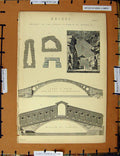Original Old Antique Print C1800-1870 Bridge Pyramid Memphis Venice 19th