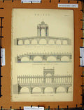 Original Old Antique Print C1800-1870 Bridge Rome Augustus Rimini 19th Century