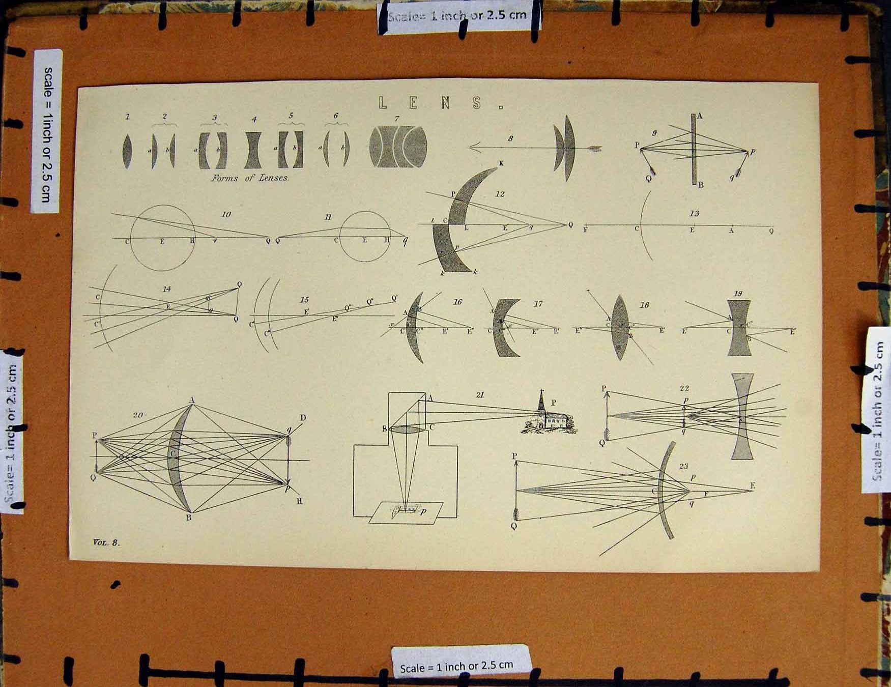 Original Old Antique Print C1800-1870 Forms Lenses Diagrams Lens 19th Century