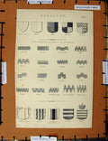 Original Old Antique Print C1800-1870 Heraldry Mechlin Metals Furs 19th Century