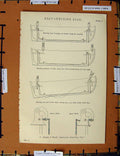 Original Old Antique Print C1800-1870 Boat Lowering Gear Machinery 19th Century