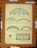 Original Old Antique Print C1800-1870 Engineering Bridge Elmes Rennie 19th