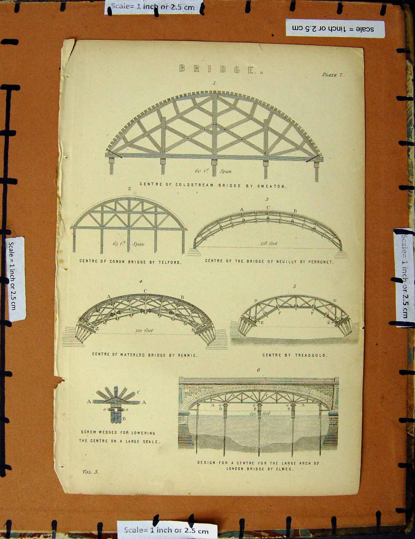 Original Old Antique Print C1800-1870 Engineering Bridge Elmes Rennie 19th