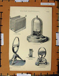 Original Old Antique Print C1800-1870 Voltaic Electricity Battery 19th Century