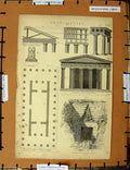 Original Old Antique Print C1800-1870 Architecture Athens Theseus 19th Century