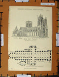 Original Old Antique Print Ref.243 C1800-1870 English Cathedral Architecture