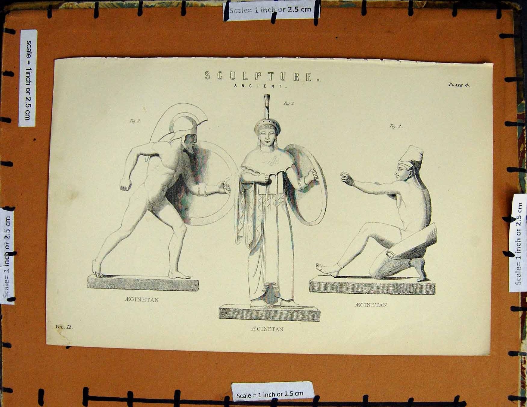 Original Old Antique Print C1800-1870 Ancient Sculpture Aeginetan 19th Century