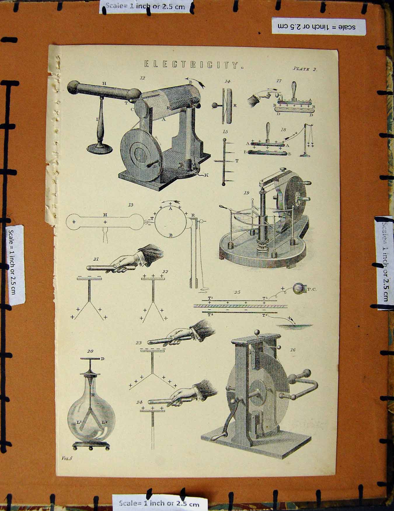 Original Old Antique Print Ref.244 C1800-1870 Electricity Instruments