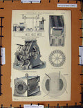 Original Old Antique Print C1800-1870 Voltaic Electricity Dynamo 19th Century