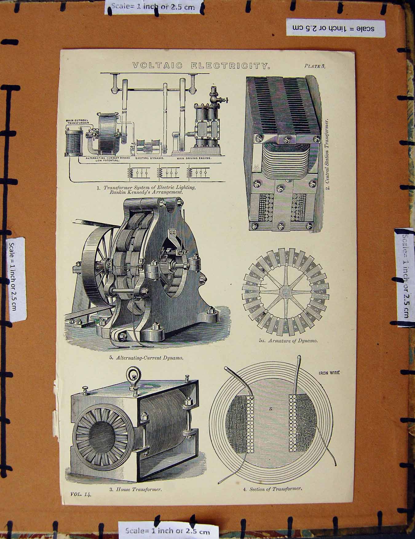 Original Old Antique Print C1800-1870 Voltaic Electricity Dynamo 19th Century