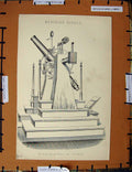 Original Old Antique Print C1800-1870 Meridian Circle Leyden Instrument 19th