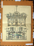 Original Old Antique Print C1800-1870 Machinery Overtwisting Yarn 19th Century