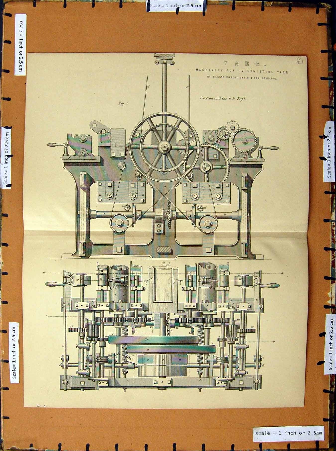 Original Old Antique Print C1800-1870 Machinery Overtwisting Yarn 19th Century