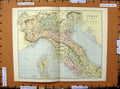 Original Old Antique Print C1800-1870 Colour Map Italy Corsica Elba 19th