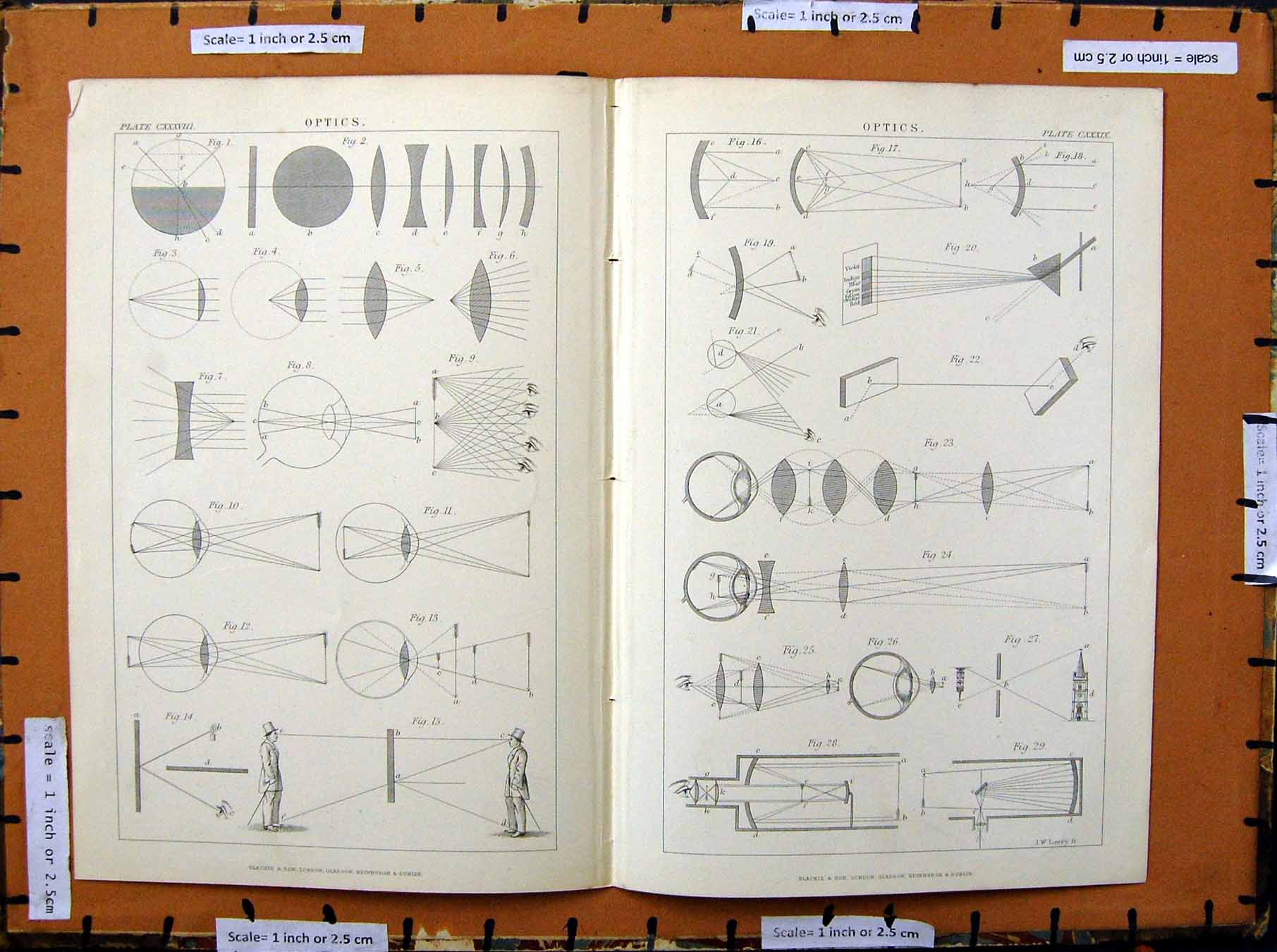 Original Old Antique Print C1800-1870 Optics Diagrams Drawings Napoleonic Era