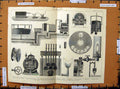Original Old Antique Print C1800-1870 Gas Apparatus Furnace Burner 19th Century
