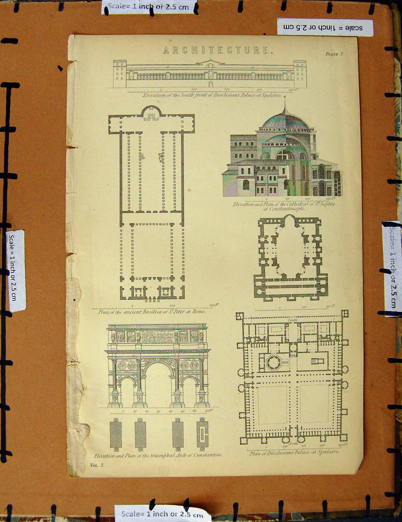 Original Old Antique Print C1800-1870 Architecture Palace Sophia 19th Century